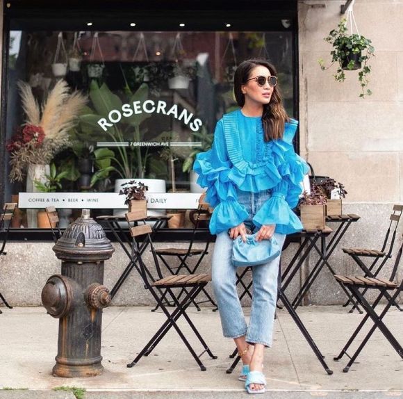 Blue Ruffled Blouses
